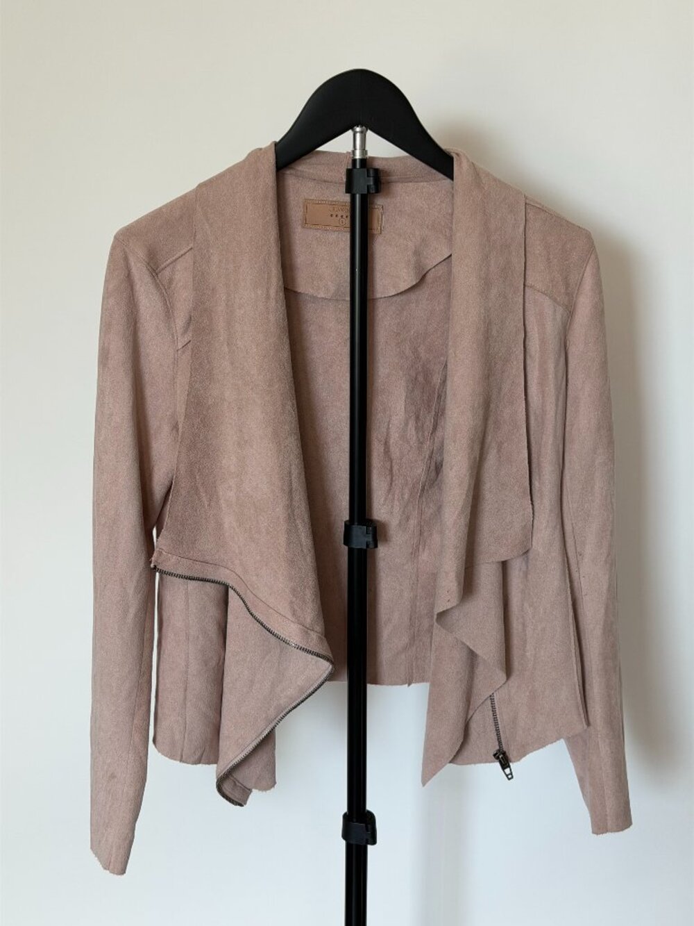 Blush Pink Faux Suede Moto Jacket